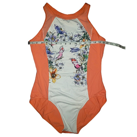 Stella McCartney x Adidas Floral Birds Mesh Cut Out Back 1 Piece Bathing Suit L - Picture 10 of 16